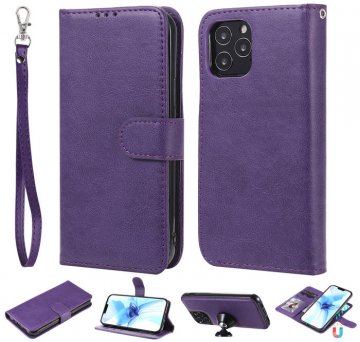 iPhone 12 Pro Wallet Magnetic Detachable 2 in 1 Case Purple