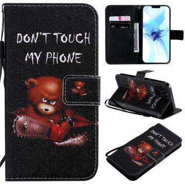 iPhone 12 Pro Embossed Angry Bear Wallet Magnetic Stand Case