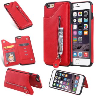 iPhone 6 Plus/6s Plus Wallet Magnetic Stand Shockproof Cover Red