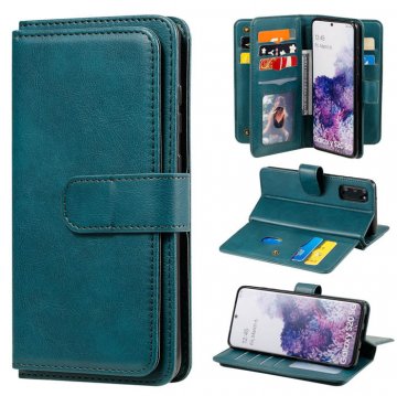 Samsung Galaxy S20 Multi-function 10 Card Slots Wallet Case Dark Green