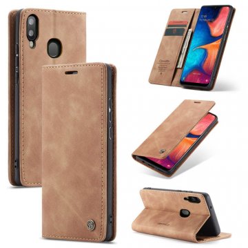 CaseMe Samsung Galaxy A20e Wallet Magnetic Flip Case Brown