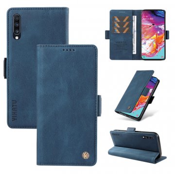 YIKATU Samsung Galaxy A70 Skin-touch Wallet Kickstand Case Blue