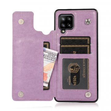 Mandala Embossed Samsung Galaxy A42 5G Case with Card Holder Purple