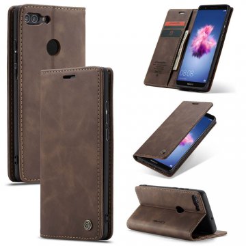CaseMe Huawei P Smart Wallet Kickstand Magnetic Flip Case Coffee