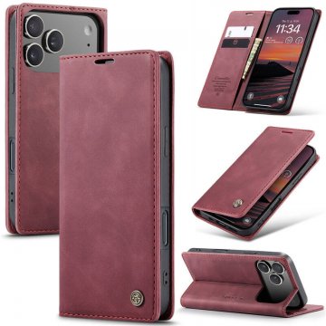 CaseMe iPhone 17 Pro Wallet Magnetic Suede Leather Case Red