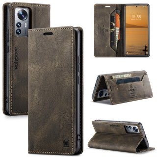 Autspace Xiaomi 12 Lite RFID Blocking Wallet Case Coffee