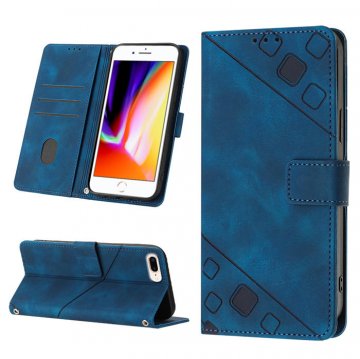 Skin-friendly iPhone 8 Plus/7 Plus Wallet Stand Case with Wrist Strap Blue