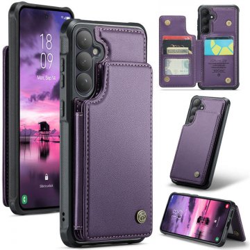CaseMe Samsung Galaxy S26 Plus RFID Blocking Card Holder Case with Kickstand Purple