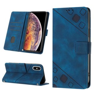 Skin-friendly iPhone XS Max Wallet Stand Case with Wrist Strap Blue