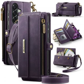 CaseMe Samsung Galaxy A57 Wallet Case with RFID Blocking, 9 Card Slots & Crossbody Strap Purple