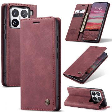 CaseMe Xiaomi 15 Pro Wallet Magnetic Suede Leather Case Red
