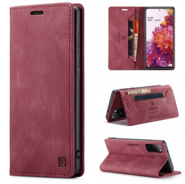 Autspace Samsung Galaxy S20 FE Wallet Kickstand Magnetic Case Red