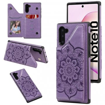 Samsung Galaxy Note 10 Embossed Wallet Magnetic Stand Case Purple