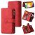 For Samsung Galaxy A72 Wallet 15 Card Slots Case with Wrist Strap Red