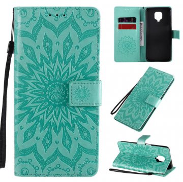 Xiaomi Redmi Note 9 Pro/Note 9S Embossed Sunflower Wallet Stand Case Green