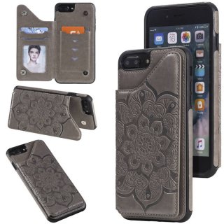 iPhone 7 Plus/8 Plus Embossed Wallet Magnetic Stand Case Gray