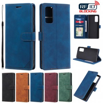 Samsung Galaxy S20 FE Wallet RFID Blocking Kickstand Case Blue