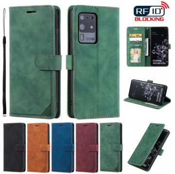 Samsung Galaxy S20 Ultra Wallet RFID Blocking Kickstand Case Green