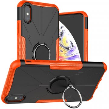 iPhone XS Max Hybrid Rugged PC + TPU Ring Kickstand Case Orange