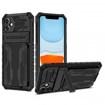 iPhone 11 Card Slot Kickstand Drop-proof TPU + PC Case Black