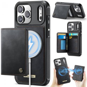 CaseMe iPhone 17 Pro 2-in-1 Detachable Magnetic Wallet Case with RFID Blocking, Card Holder & MagSafe Compatible - Black