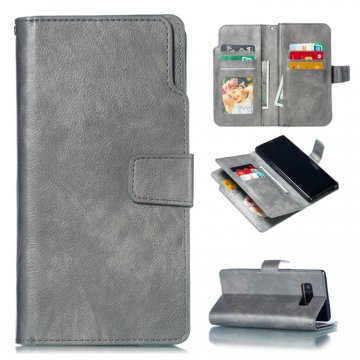 Samsung Galaxy Note 8 Wallet Stand Crazy Horse Leather Case Gray