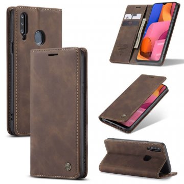 CaseMe Samsung Galaxy A20S Wallet Kickstand Magnetic Case Coffee