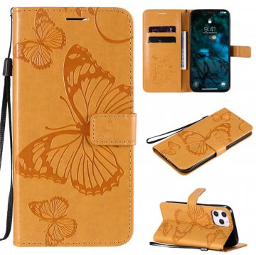 iPhone 12 Pro Max Embossed Butterfly Wallet Magnetic Stand Case Yellow
