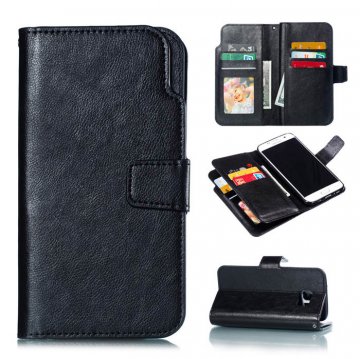 Samsung Galaxy S7 Edge Wallet 9 Card Slots Stand Case Black