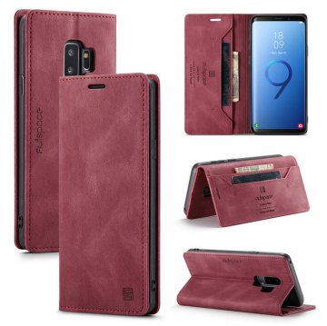 Autspace Samsung Galaxy S9 Plus Wallet Kickstand Case Red