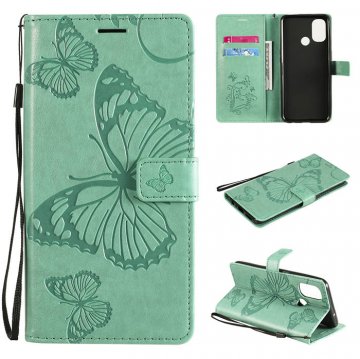 OnePlus Nord N100 Embossed Butterfly Wallet Magnetic Stand Case Green