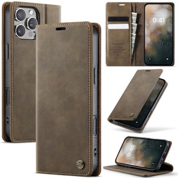 CaseMe iPhone 16 Pro Magnetic Wallet Case with RFID Blocking Coffee