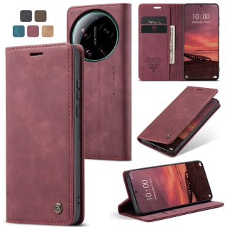 CaseMe Xiaomi 17 Ultra Wallet Magnetic Suede Leather Case Red