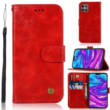 iPhone 12 Pro Max Premium Vintage Wallet Stand Case Red