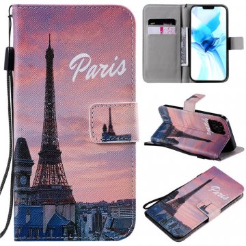 iPhone 12 Pro Embossed Paris Eiffel Tower Wallet Magnetic Stand Case