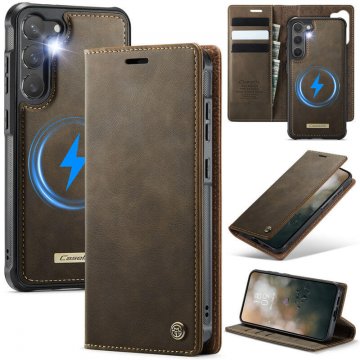 CaseMe Samsung Galaxy S23 2-in-1 Magnetic Wallet Case – Wireless Charging & RFID Blocking Coffee