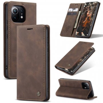 CaseMe Xiaomi Mi 11 Wallet Kickstand Magnetic Flip Case Coffee