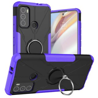 Moto G60 Hybrid Rugged PC + TPU Ring Kickstand Case Purple