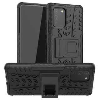 Samsung Galaxy A91/S10 Lite Hybrid Rugged PC + TPU Kickstand Case Black