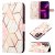 Marble Pattern Samsung Galaxy S22 Ultra Wallet Case Pink White