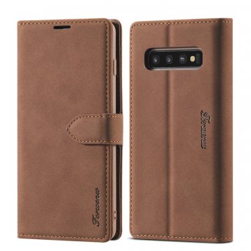 Forwenw Samsung Galaxy S10 Plus Wallet Magnetic Kickstand Case Brown