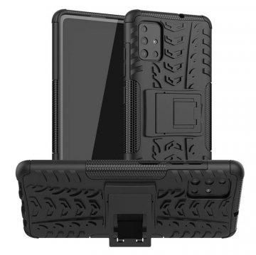 Samsung Galaxy A51 Hybrid Rugged PC + TPU Kickstand Case Black