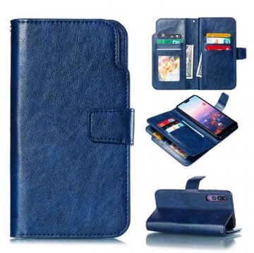 Huawei P20 Pro Wallet Stand Leather Case with 9 Card Slots Blue