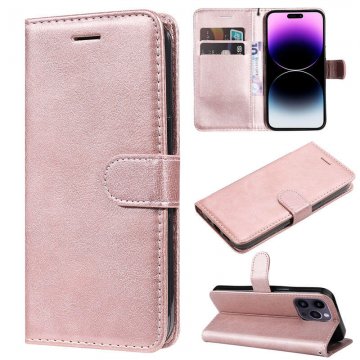 Solid Color Wallet Magnetic Stand Leather Phone Case Rose Gold