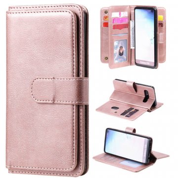 Samsung Galaxy S10 Multi-function 10 Card Slots Wallet Case Rose Gold