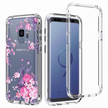 Samsung Galaxy S9 Clear Bumper TPU Rose Flowers Case