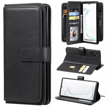 Samsung Galaxy Note 10 Plus Multi-function 10 Card Slots Wallet Case Black
