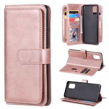 Samsung Galaxy A71 Multi-function 10 Card Slots Wallet Case Rose Gold
