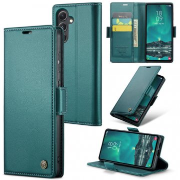 CaseMe Samsung Galaxy S23 FE Wallet RFID Blocking Magnetic Buckle Case Green