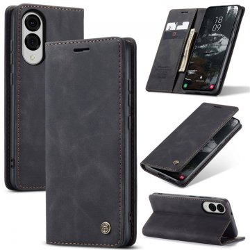CaseMe Samsung Galaxy S25 Edge Wallet Magnetic Suede Leather Case Black